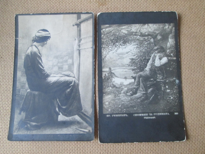 neljä vintage taidekorttia - 1900-luku alku