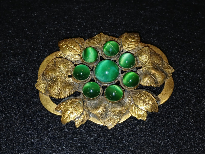 ANTIQUE NOUVEAU Vintage Art Deco rintakoru solki kivillä