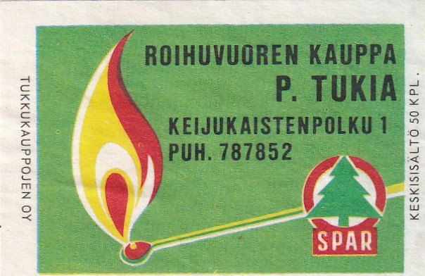 Roihuvuoren Kauppa, P-. Tukia ,  SPAR     4/9