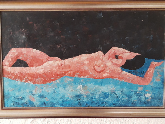 MAKAAVA NAINEN maalaus v. 1988