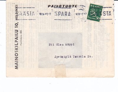 VANHA Lähetys Painotuote Philips Mainos 1943