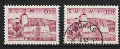1963 Olavinlinna yleismerkki leimaamattomana ja leimattuna