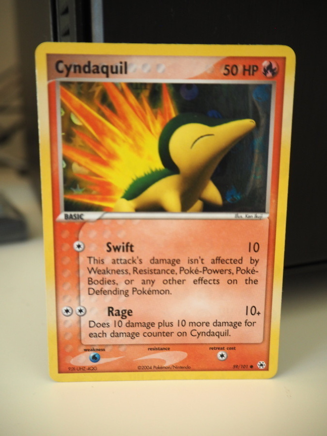 Pokemon kortti Cyndaquil EX Hidden Legends reverse