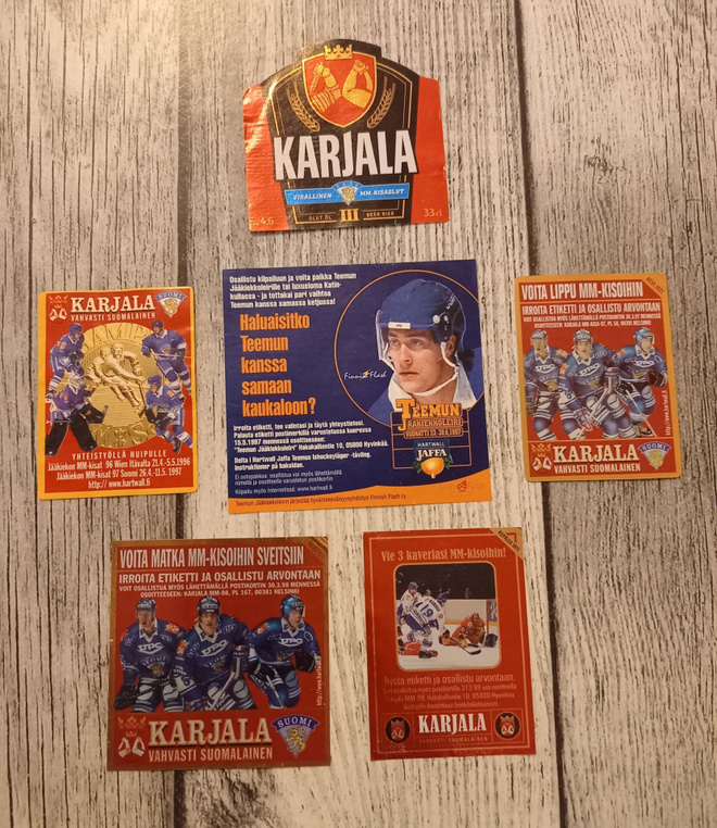 JÄÄKIEKKO - Karjala / Hartwall - etiketit 6 kpl