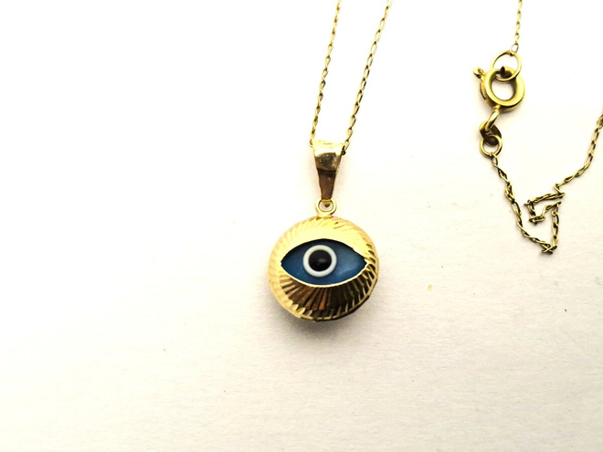 14 karaatin kultainen Evil Eye kaulakoru 585