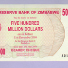Zimbabwe 500 000 000 Dollaria v.2008 UNC P-60 - pikkukuva 1