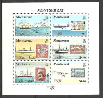 LAIVAT, lentokoneet & Filatelia blokki MONTSERRAT 1980 **