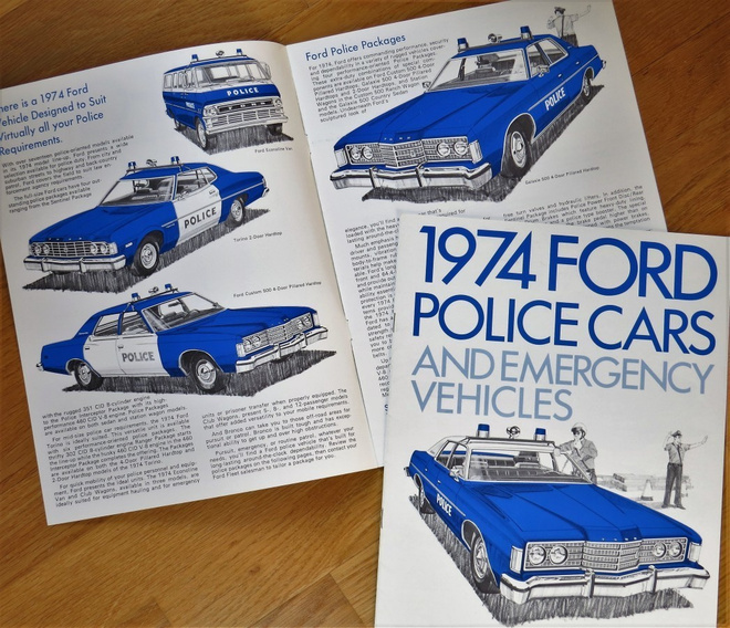 1974 Ford poliisiautot esite - Galaxie Torino Econoline