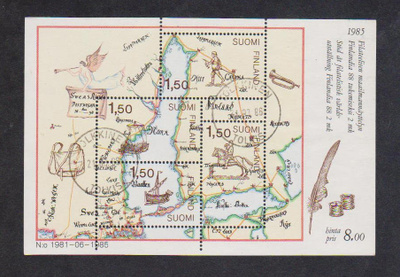 BL1 Finlandia 88 leimattu blokki.