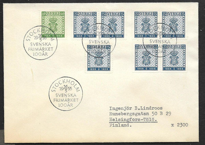 Ruotsi - Svenska frimärket 100v FDC 1955 (Fac. 467-468)