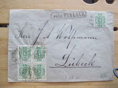 "Från Finland" kuori 5 x 5 p merkein Saksaan Tukholma leima