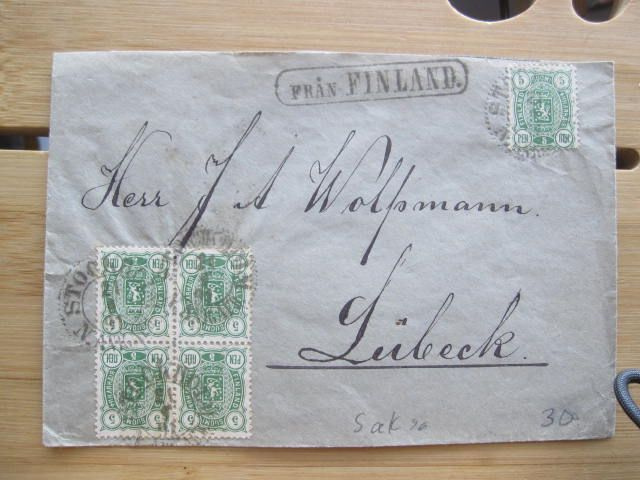 "Från Finland" kuori 5 x 5 p merkein Saksaan Tukholma leima