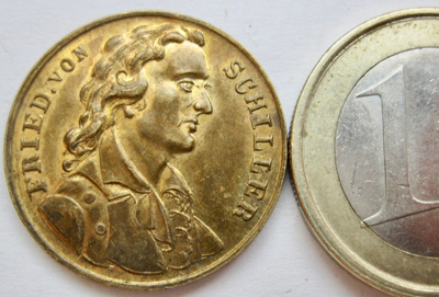 VANHA Mitali Jetoni Saksa Fiedrich Schiller 100 v 1859
