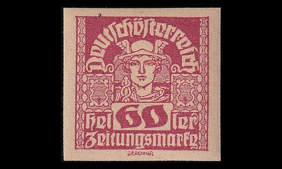 Itävalta 306y ** Sanomalehtimerkki 60 H harm.pap (1920)
