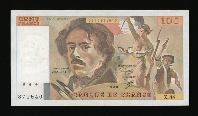 Ranska 100 Francs 1980 Delacroix, P154b