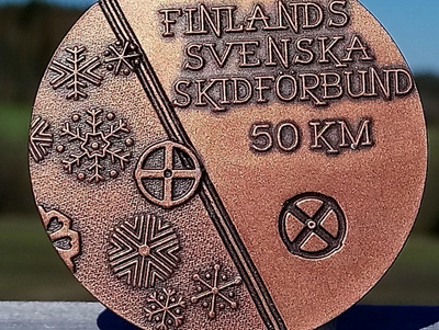 Ronssivärinen Suomi- Ruotsi Hiihtomitali, Halkaisija - 49 mm