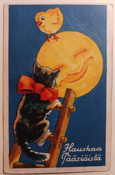 Kissa tavoittelee tipua Kuusta, pikkupk, k. k-k