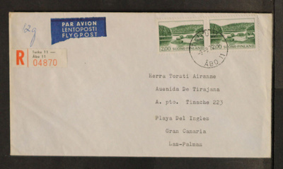 # 23032 # R-Turku kirje lentopostissa Gran Canaria