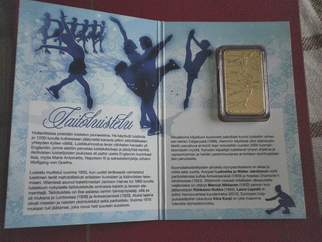 Suomi Taitoluistelu kullattu harkko 24 Karat