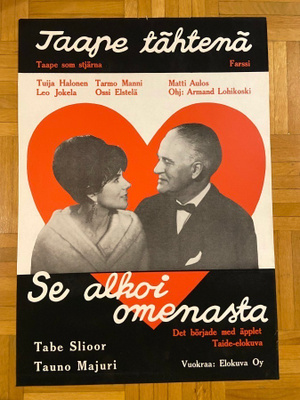 Vanha elokuvajuliste: Se alkoi omenasta (Teuvo Tulio)