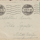 1928 1½mk Saarisen malli Helsingistä Mäntyharjulle kirjeessä - pikkukuva 1