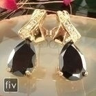0302 .. 18K Kulta Duble Black Sapphire .. Korvakorut - pikkukuva 1