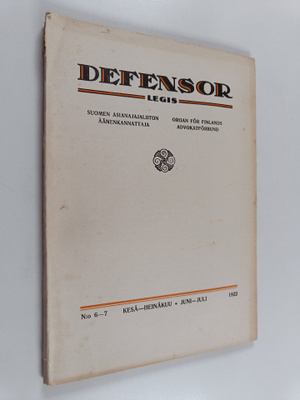 Defensor legis No 6-7/1922 : Suomen asianajajaliiton ääne...