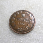 10  penniä   1895    kl  8  tasaisesti  patinoitunut, - pikkukuva 1