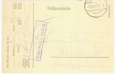 Saksa 1917 kenttäpostikortti