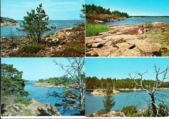 KALLIOLUODOT/ SAARISTOA/ VESIMAISEMA POSTIKORTTEJA, erilaisi