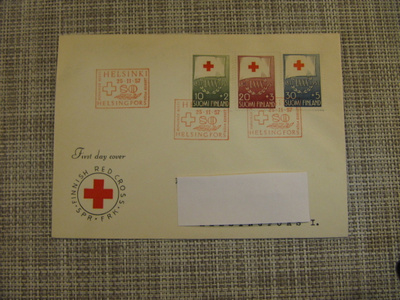 FDC Punainen Risti 25.11.57 kirje.