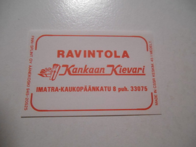 TT Etiketti Ravintola Kankaan Kievari Imatra