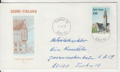FDC 1973 kansallismuseo loistoleimalla.