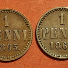1 penni 1865 (huono kunto) + 1 penni 1866 (hyvä). (KD7) - pikkukuva 1