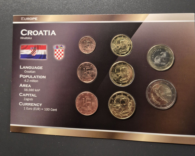 Kroatian eurokolikot 1 cent - 2 euro, 8kpl