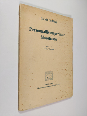 Harald Höffding : Persoonallisuusperiaate filosofiassa : ...
