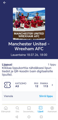 Pääsylippu Manchester United-Wrexham AFC