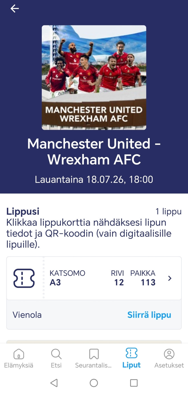 Pääsylippu Manchester United-Wrexham AFC