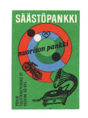 Porin Tulitikkutehdas. SÄÄSTÖPANKKI: NUORISON PANKKI. Etiket