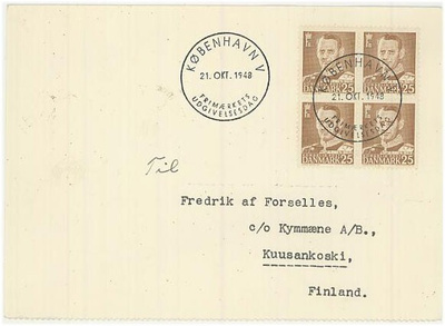 Tanska Mi 306 nelilö FDC