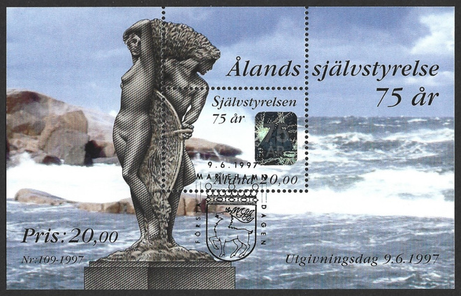 Åland 1997 ÅBL 3 Itsehallinto 20,00 mk EP leima LaPe 130