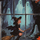 Halloween kummitukset ikkunan takana - pikkukuva 1