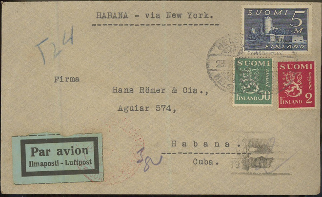 M30 1938 lentokirje Kuubaan