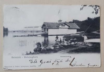 Helsinki,  Kaisaniemi, Soutuklubin paviljonki, lapsia, kulk.