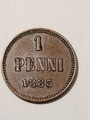 *Suomi * 1 penni *1883 *Allexander III* Copper/Kupari *1+