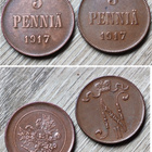 5 PENNIÄ pari v.1917  (eri taustoilla) - pikkukuva 1