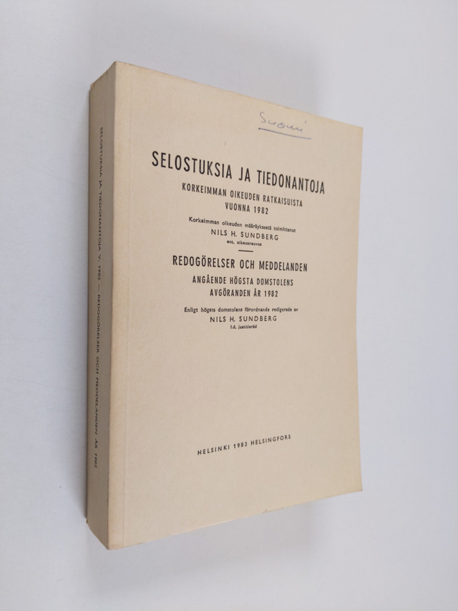 Nils H Sundberg : Selostuksia ja tiedonantoja Korkeimman ...