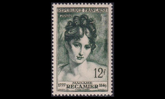 Ranska 893 ** Kirjailija Madame Récamier (1950)