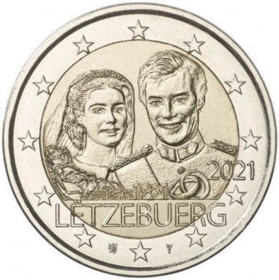 Luxemburg 2 euro 2021 juhla Henrin häät 40 v. UNC (relief)