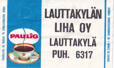 Lauttakylä. Lauttakylän Liha Oy .  Paulig  b532